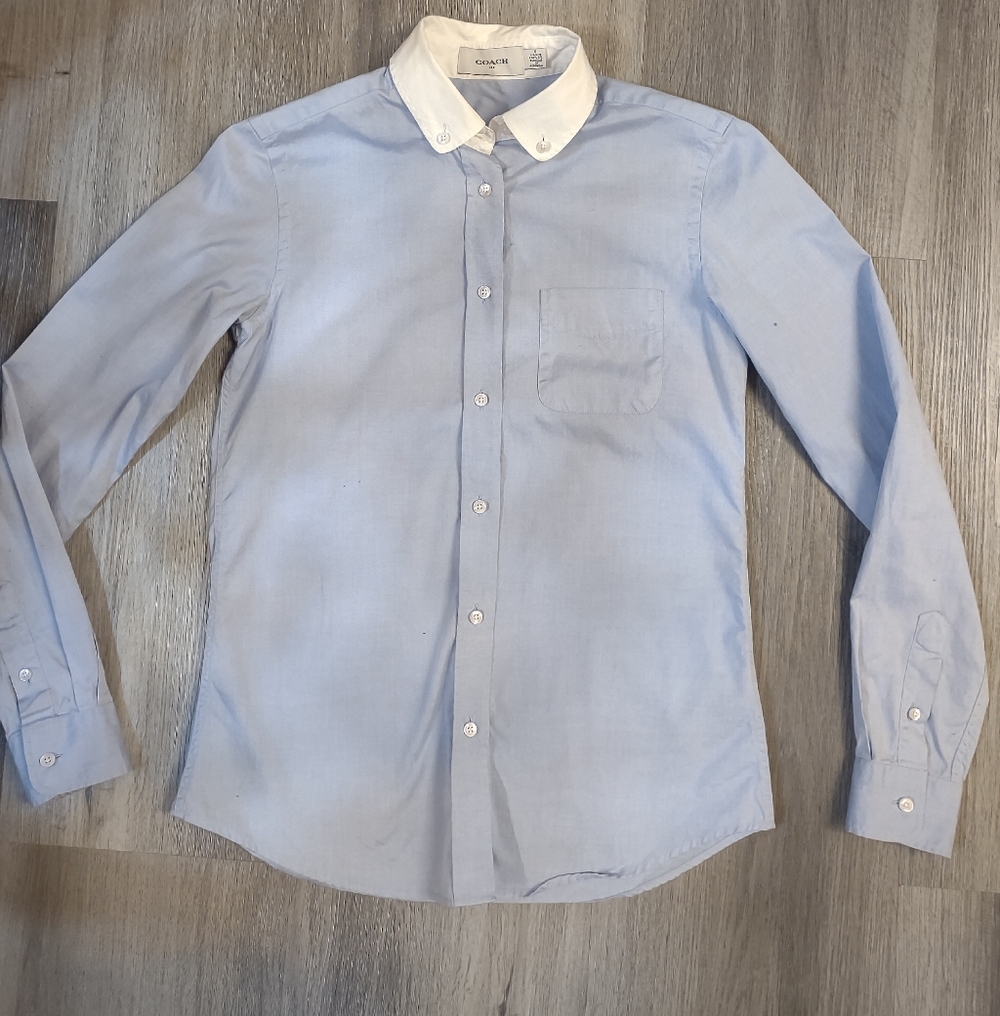 Coach Light Blue White Collar Button Down  Shirt